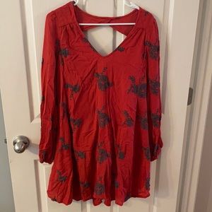 Free People | Red Long Sleeve Dress
